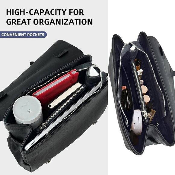 Black Leather 3-in-1 Backpack Handbag Tote for Women Work Travel Casual main image 7